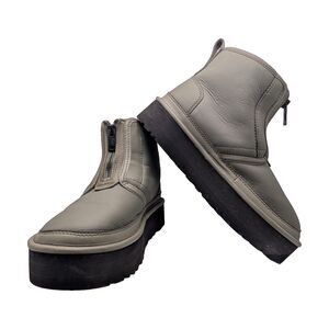 UGG Olive Leather Zip Ankle Boot Size Womens 6